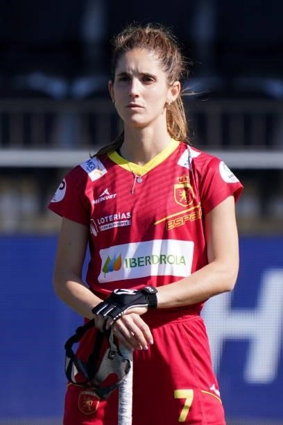 Carlota Petchame of Spain during the Euro Hockey Championships Women match between Belgium and Spain at Wagener Stadion on June 13, 2021 in...