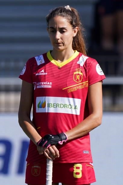 Carola Salvatella of Spain during the Euro Hockey Championships Women match between Belgium and Spain at Wagener Stadion on June 13, 2021 in...