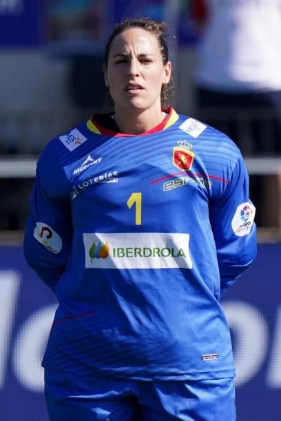 Goalkeeper Maria Ruiz of Spain during the Euro Hockey Championships Women match between Belgium and Spain at Wagener Stadion on June 13, 2021 in...