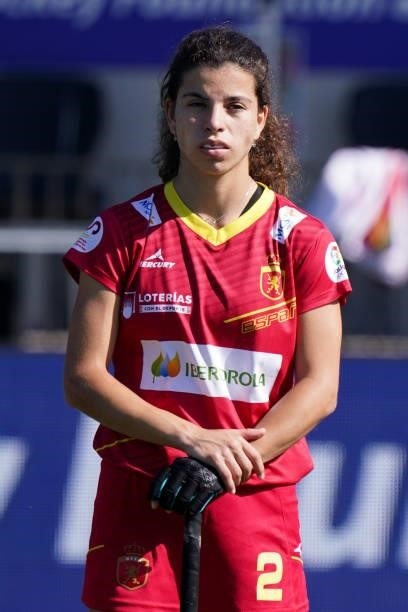 Laura Barrios of Spain during the Euro Hockey Championships Women match between Belgium and Spain at Wagener Stadion on June 13, 2021 in Amstelveen,...