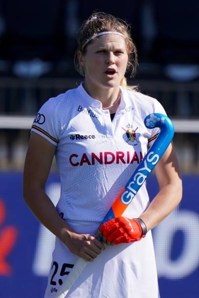 Pauline Leclef of Belgium during the Euro Hockey Championships Women match between Belgium and Spain at Wagener Stadion on June 13, 2021 in...