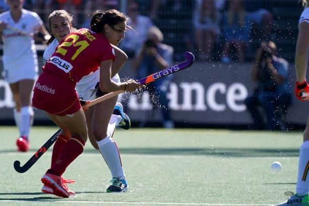 Beatriz Perez of Spain during the Euro Hockey Championships Women match between Belgium and Spain at Wagener Stadion on June 13, 2021 in Amstelveen,...