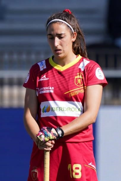 Julia Pons of Spain during the Euro Hockey Championships Women match between Belgium and Spain at Wagener Stadion on June 13, 2021 in Amstelveen,...