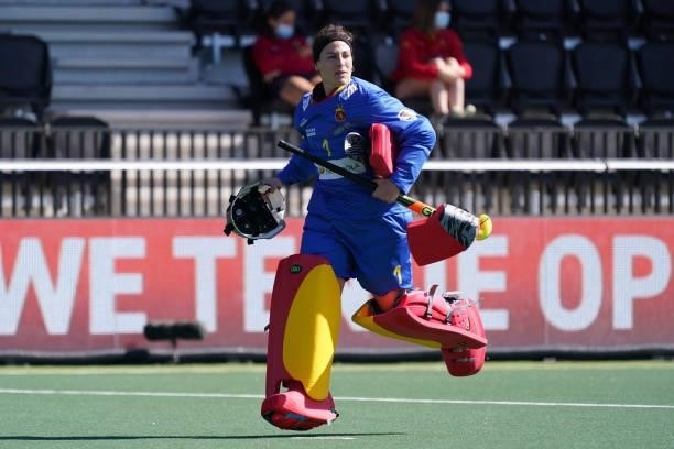 Goalkeeper Maria Ruiz of Spain during the Euro Hockey Championships Women match between Belgium and Spain at Wagener Stadion on June 13, 2021 in...