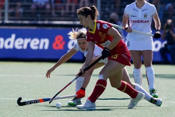Alicia Magaz of Spain during the Euro Hockey Championships Women match between Belgium and Spain at Wagener Stadion on June 13, 2021 in Amstelveen,...