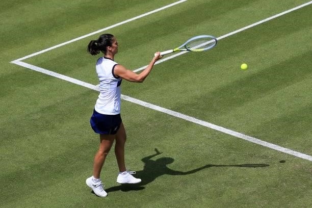 Giulia Gatto-Monticone of Italy in action against Eden Silva of Great Britain in qualifying during the Viking Classic Birmingham at Edgbaston Priory...