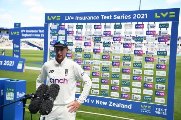 Joe Root of England looks on following Day Four of the Second Test LV= Insurance Test Series match between England and New Zealand at Edgbaston on...