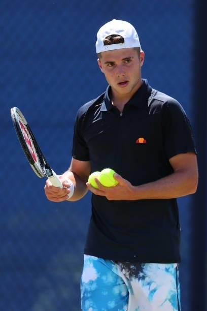 Arthur Fery of Great Britain during day 1 of the Nottingham Trophy at Nottingham Tennis Centre on June 13, 2021 in Nottingham, England.
