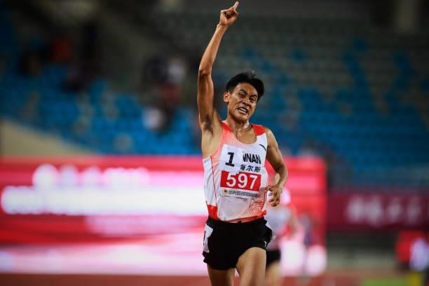 Zong Qinghua of Yunnan competes in the Men's 5,000m Final on day one of 2021 Chinese National Athletics Championships & Tokyo Olympic Trials at...