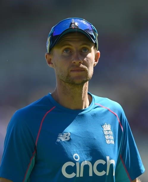 Joe Root of England looks on before day four of the second LV= Test match against New Zealand at Edgbaston on June 13, 2021 in Birmingham, England.