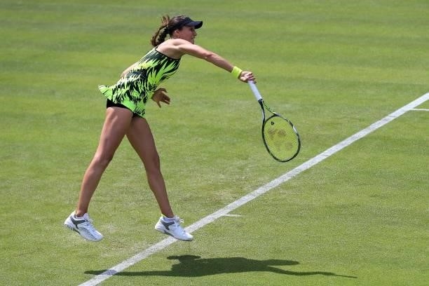 Vitalia Diatchenko of Russia in action against Naiktha Baines of Great Britain in qualifying during the Viking Classic Birmingham at Edgbaston Priory...