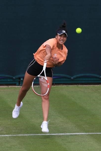 Heather Watson of Great Britain in a practice session during the Viking Classic Birmingham at Edgbaston Priory Club on June 13, 2021 in Birmingham,...