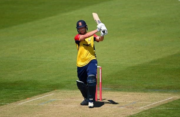Tom Westley of Essex hits runs during the Vitality T20 Blast match between Glamorgan and Essex at Sophia Gardens on June 13, 2021 in Cardiff, Wales.