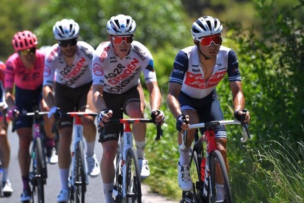 Gianluca Brambilla of Italy and Team Trek - Segafredo in the Breakaway during the 45th La Route d'Occitanie - La Depeche Du Midi 2021, Stage 4 a...