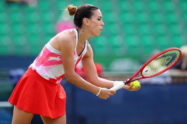 Nuria Parrizas-Diaz of Spain during day 1 of the Nottingham Trophy at Nottingham Tennis Centre on June 13, 2021 in Nottingham, England.