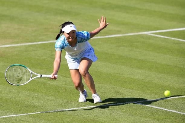 Kurumi Nara of Japan in action against Catherine McNally of USA in qualifying during the Viking Classic Birmingham at Edgbaston Priory Club on June...