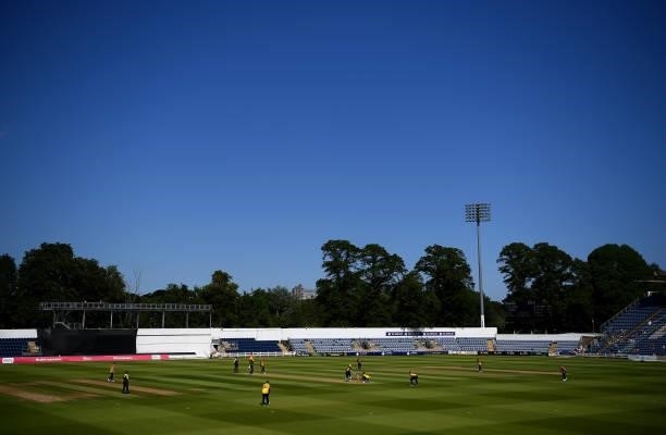 General view of play during the Vitality T20 Blast match between Glamorgan and Essex at Sophia Gardens on June 13, 2021 in Cardiff, Wales.