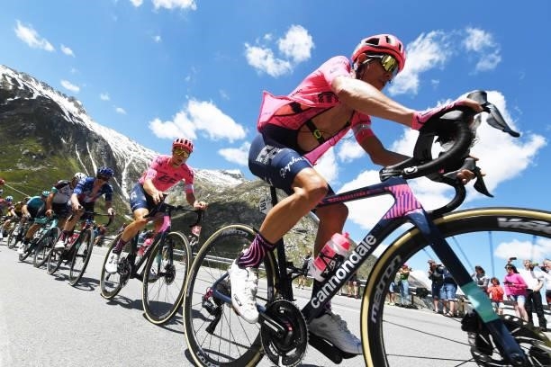 Rigoberto Uran Uran of Colombia, Neilson Powless of United States & Alex Howes of United States and Team EF Education - Nippo during the 84th Tour de...