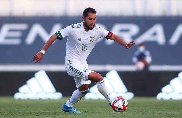 José Joaquín Esquivel Martínez of Mexico in action during a International Friendly match between Mexico and Australia at Marbella Municipal Stadium...