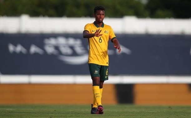 Tyrese Francois of Australia looks on during a International Friendly match between Mexico and Australia at Marbella Municipal Stadium on June 12,...