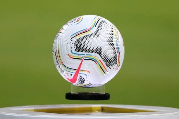 View of the official match ball before a Group B match between Brazil and Venezuela as part of Copa America 2021 at Mane Garrincha Stadium on June...