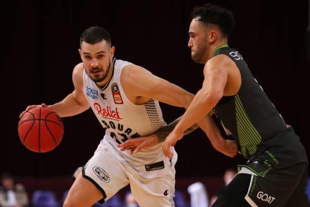 Chris Goulding of United dribbles the ball during game two of the NBL Semi-Final Series between the South East Melbourne Phoenix and Melbourne United...