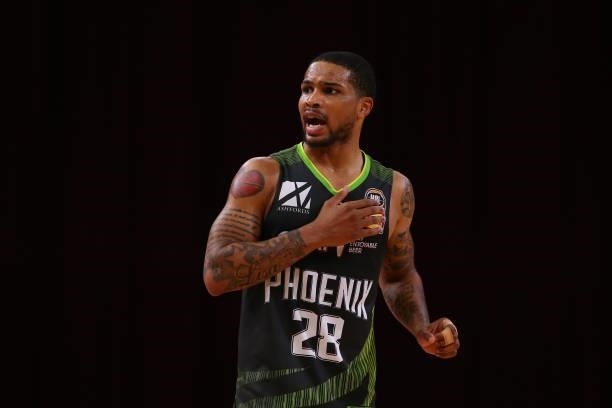 Keifer Sykes of the Phoenix gestures during game two of the NBL Semi-Final Series between the South East Melbourne Phoenix and Melbourne United at...