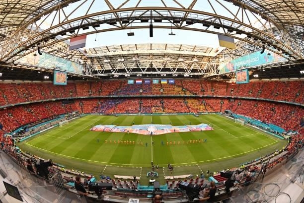 General view of the opening ceremony prior to the UEFA Euro 2020 Championship Group C match between Netherlands and Ukraine on June 13, 2021 in...