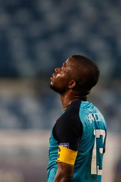 Enner Valencia of Ecuador reacts during a Group B match between Ecuador and Colombia at Arena Pantanal on June 13, 2021 in Cuiaba, Brazil.