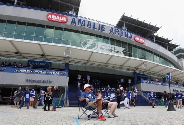 An exterior view of the arena prior to the game between the Tampa Bay Lightning and the New York Islanders in Game One of the Stanley Cup Semifinals...