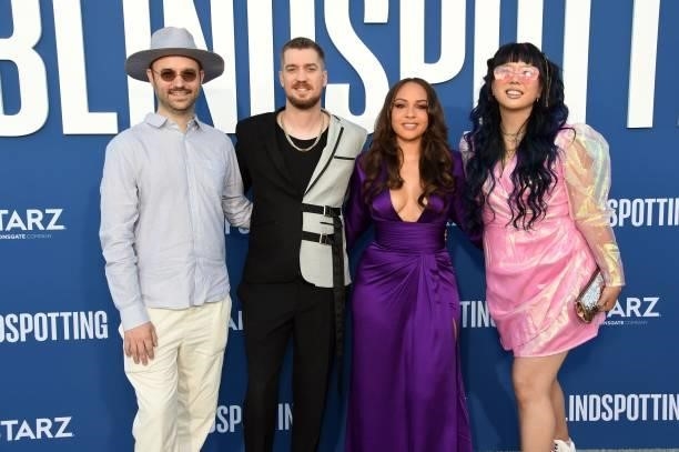 Keith Calder, Rafael Casal, Jasmine Cephas Jones and Jess Wu attend the Blindspotting Los Angeles Premiere at Hollywood Forever on June 13, 2021 in...