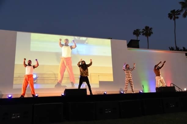 View of the performance onstage during the Blindspotting Los Angeles Premiere at Hollywood Forever on June 13, 2021 in Hollywood, California.