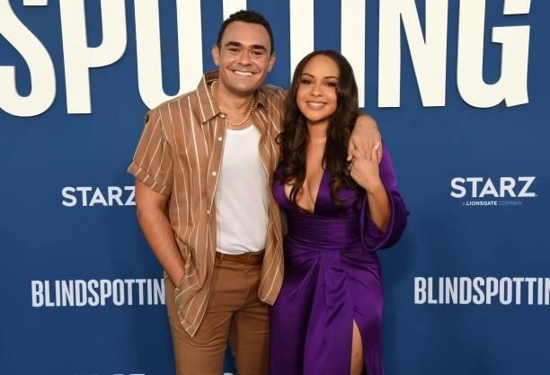 Andrew Chappelle and Jasmine Cephas Jones attend the Blindspotting Los Angeles Premiere at Hollywood Forever on June 13, 2021 in Hollywood,...