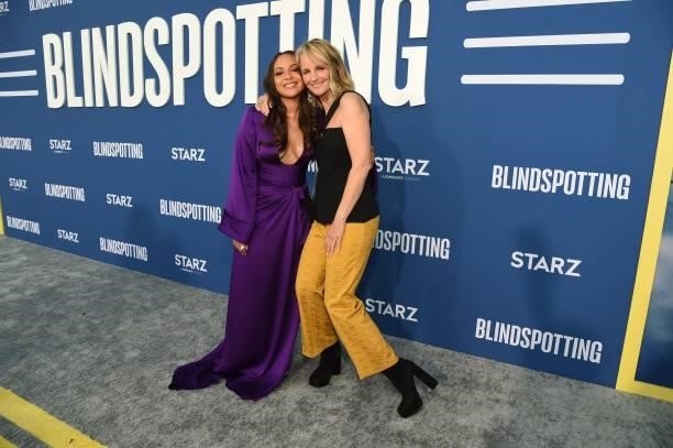 Jasmine Cephas Jones and Helen Hunt attend the Blindspotting Los Angeles Premiere at Hollywood Forever on June 13, 2021 in Hollywood, California.