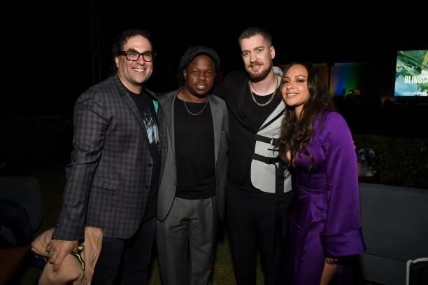 Michael Yezerski, Ambrose Akinmusire, Rafael Casal and Jasmine Cephas Jones attend the Blindspotting Los Angeles Premiere at Hollywood Forever on...