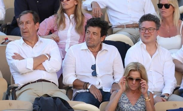 Patrick Bruel attends the Men's Singles Final during day 15 of the 2021 Roland-Garros, French Open, a Grand Slam tennis tournament at Roland-Garros...