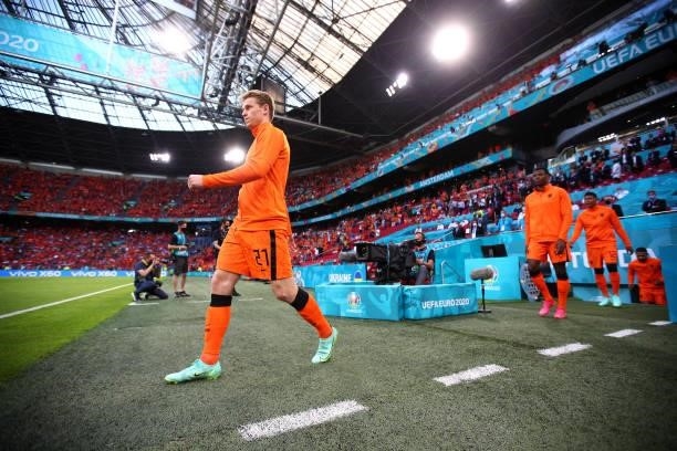 Frenkie de Jong of Netherlands walks out onto the pitch during the UEFA Euro 2020 Championship Group C match between Netherlands and Ukraine on June...