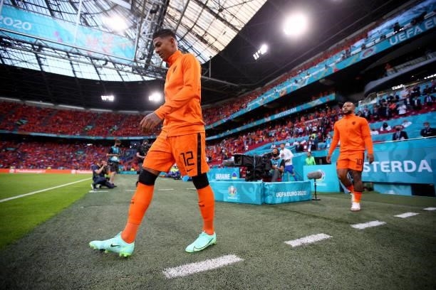Patrick van Aanholt of Netherlands walks out onto the pitch during the UEFA Euro 2020 Championship Group C match between Netherlands and Ukraine on...