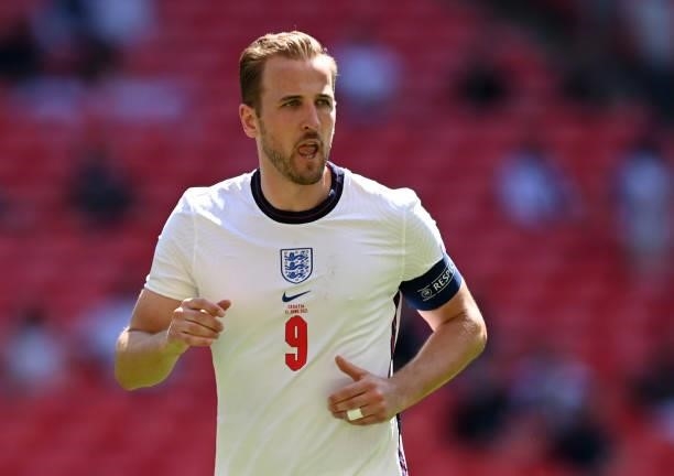 Harry Kane of England during the UEFA Euro 2020 Championship Group D match between England and Croatia on June 13, 2021 in London, England.