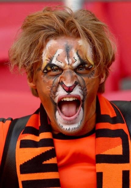 Netherlands fan during the UEFA Euro 2020 Championship Group C match between Netherlands and Ukraine on June 13, 2021 in Amsterdam, Netherlands.