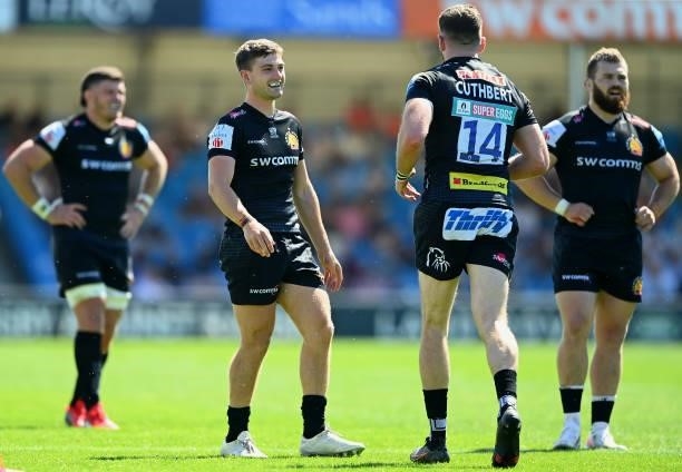 Jack Maunder of Exeter Chiefs looks on during the Gallagher Premiership Rugby match between Exeter Chiefs and Sale at Sandy Park on June 12, 2021 in...