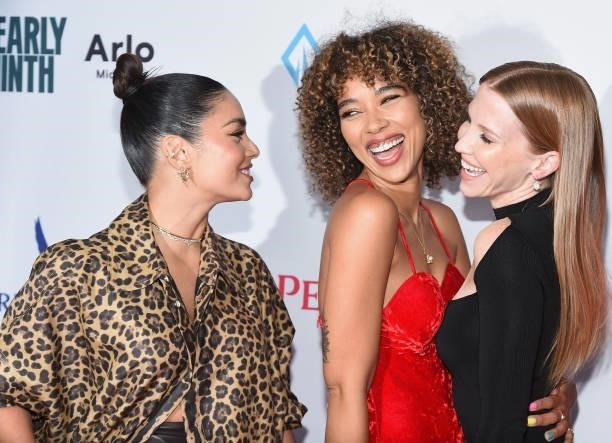 Actors Vanessa Hudgens, Alexandra Shipp and Leslie Stratton attend the 2021 Tribeca Festival Premiere private screening of "Asking For It