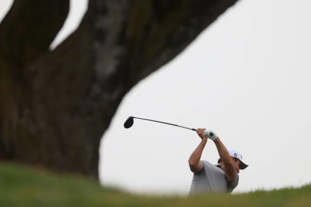 Edoardo Molinari of Italy plays his shot from the sixth tee during a practice round prior to the start of the 2021 U.S. Open at Torrey Pines Golf...