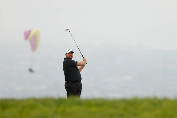 Shane Lowry of Ireland on the fourth hole during a practice round prior to the start of the 2021 U.S. Open at Torrey Pines Golf Course on June 14,...