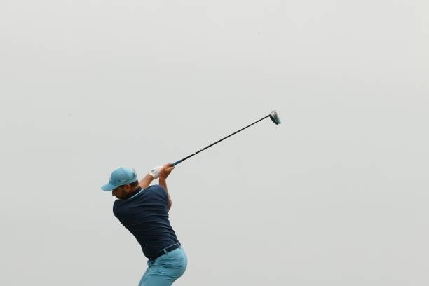 Sergio Garcia of Spain plays his shot from the fourth tee during a practice round prior to the start of the 2021 U.S. Open at Torrey Pines Golf...