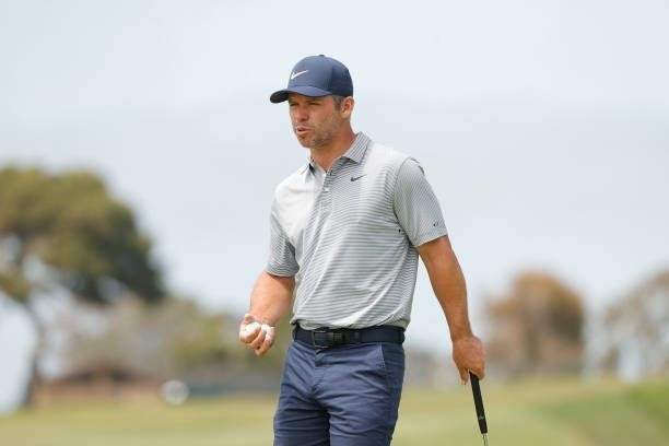 Paul Casey of England looks on during a practice round prior to the start of the 2021 U.S. Open at Torrey Pines Golf Course on June 14, 2021 in San...