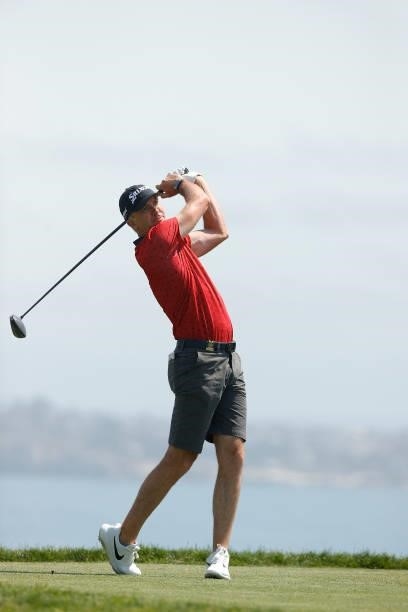Martin Laird of Scotland plays his shot from the fourth tee during a practice round prior to the start of the 2021 U.S. Open at Torrey Pines Golf...
