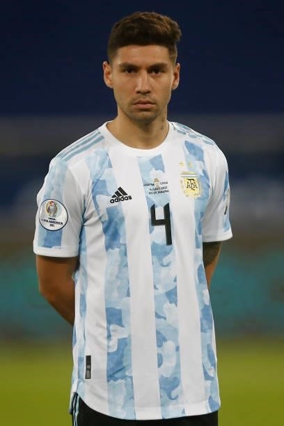 Gonzalo Montiel of Argentina looks on before a Group A match between Argentina and Chile at Estadio Olímpico Nilton Santos as part of Copa America...