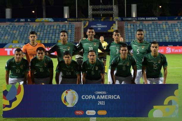 Players of Bolivia pose before a Group A match between Paraguay and Bolivia at Estádio Olímpico as part of Copa America Brazil 2021 on June 14, 2021...