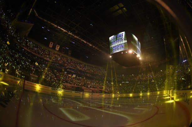 General view of the ice prior to Game One of the Stanley Cup Semifinals between the Vegas Golden Knights and the Montreal Canadiens at T-Mobile Arena...